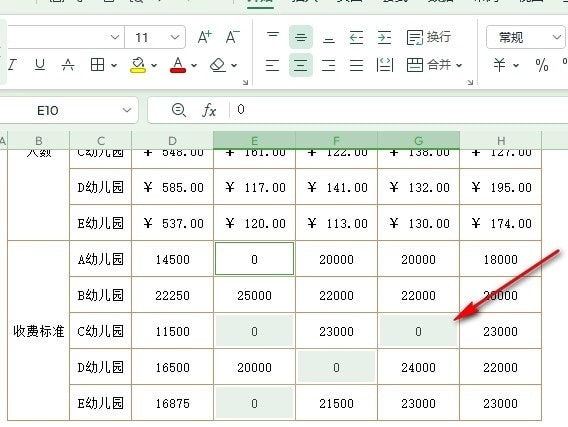 WPS表格设置空值填充为0的方法